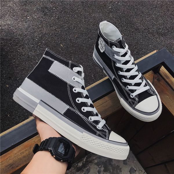 new men high canvas shoes stylish mixed color lace-up men casual shoes breathable nonslip retro design male sneakers, Black
new men high canvas shoes stylish mixed color lace-up men casual shoes breathable nonslip retro design male sneakers, Black