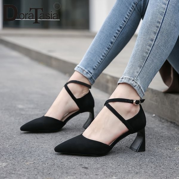doratasia classic elegant lady sandals brand party sandals women genuine leather solid high heels ankle strap shoes woman t200327, Black
doratasia classic elegant lady sandals brand party sandals women genuine leather solid high heels ankle strap shoes woman t200327, Black