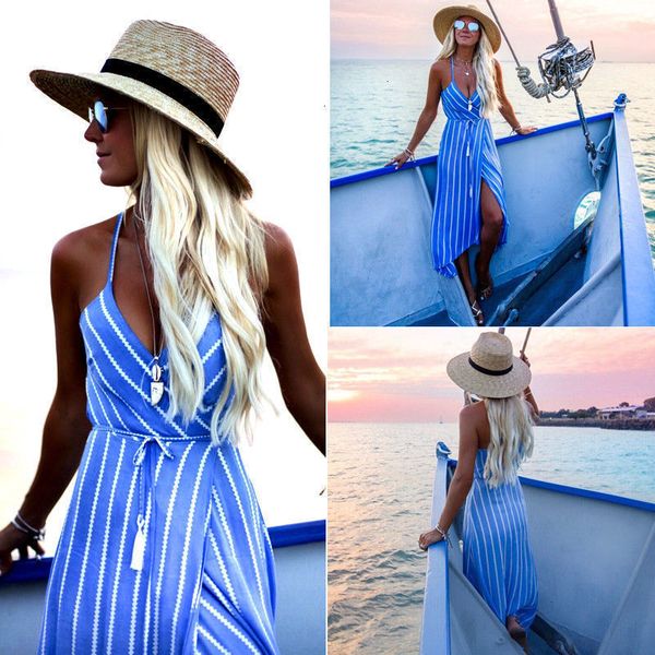 woman clothing summer dress new women boho maxi long striped casual halter beach dresses sundress irregular holiday dress, Black;gray
woman clothing summer dress new women boho maxi long striped casual halter beach dresses sundress irregular holiday dress, Black;gray