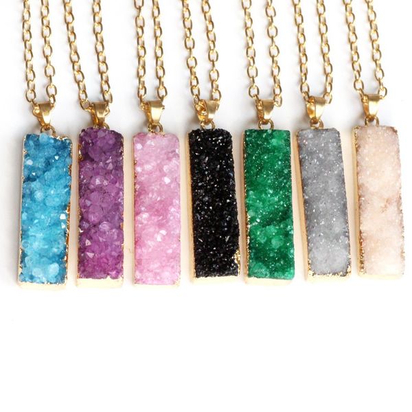 17 colors druzy long bar long rectangle agate pendant genuine gemstone natural agate pendant with chain necklace, Silver
17 colors druzy long bar long rectangle agate pendant genuine gemstone natural agate pendant with chain necklace, Silver