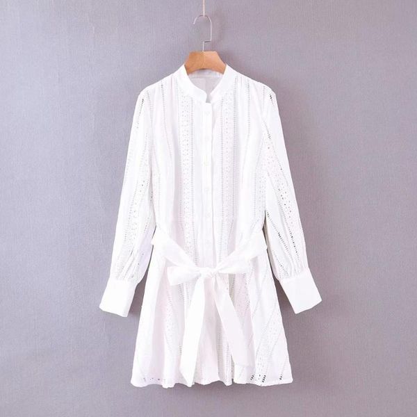 2020 women fashion hollow out embroidery lace patchwork white shirt dress chic female sashes vestidos casual mini dresses, Black;gray
2020 women fashion hollow out embroidery lace patchwork white shirt dress chic female sashes vestidos casual mini dresses, Black;gray