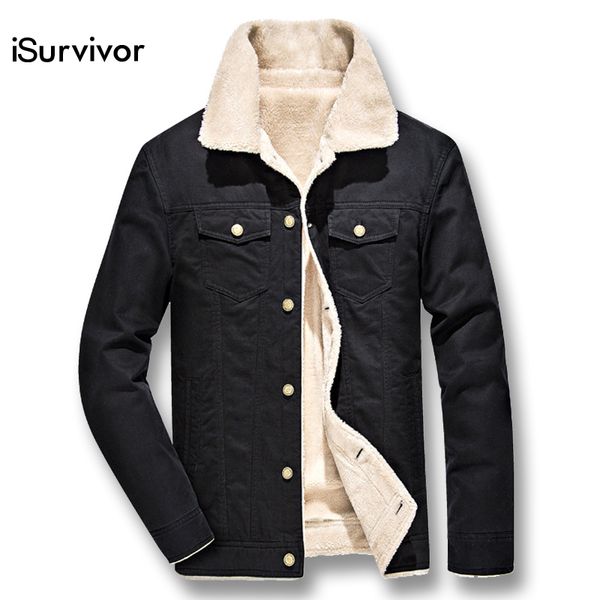 

isurvivor 2019 men winter fleece thick jackets coats jaqueta masculina male casual fashion slim fitted large size jackets hombre, Black;brown