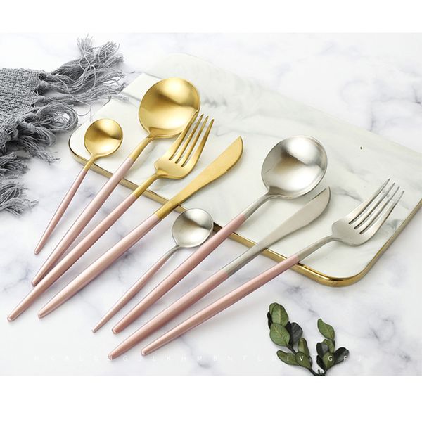 stainless steel flatware set including fork spoons knives tableware home bar xh8z