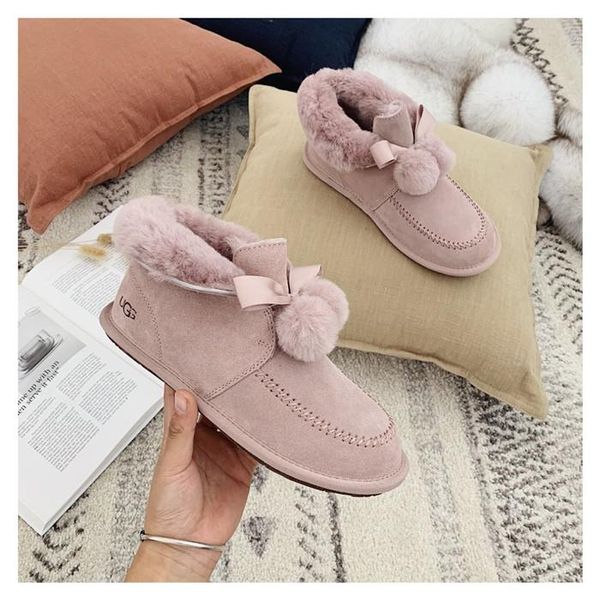 fashion big australian snow boots plus cashmere fur ball women's boots new bow fur ball ribbon fur shoes boots 01, Black 
fashion big australian snow boots plus cashmere fur ball women's boots new bow fur ball ribbon fur shoes boots 01, Black