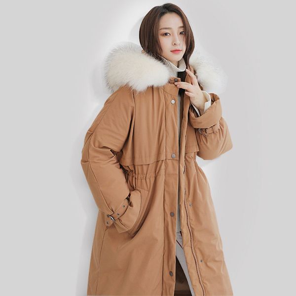large real raccoon fur collar hooded down coat women slim waist thickening long down outerwear fashion jacket 2019 autumn winter, Black
large real raccoon fur collar hooded down coat women slim waist thickening long down outerwear fashion jacket 2019 autumn winter, Black