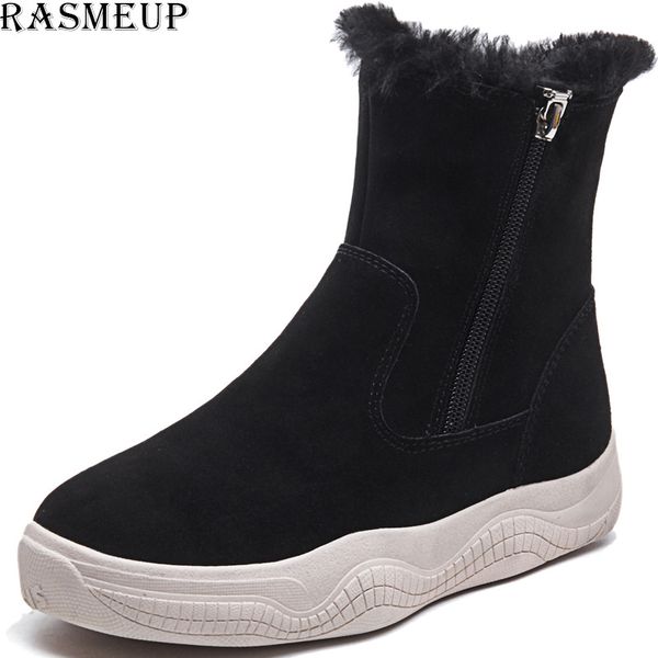 rasmeup genuine leather women snow boots 2019 fashion platform keep warm ankle winter boots with thick fur heels botas mujer, Black
rasmeup genuine leather women snow boots 2019 fashion platform keep warm ankle winter boots with thick fur heels botas mujer, Black