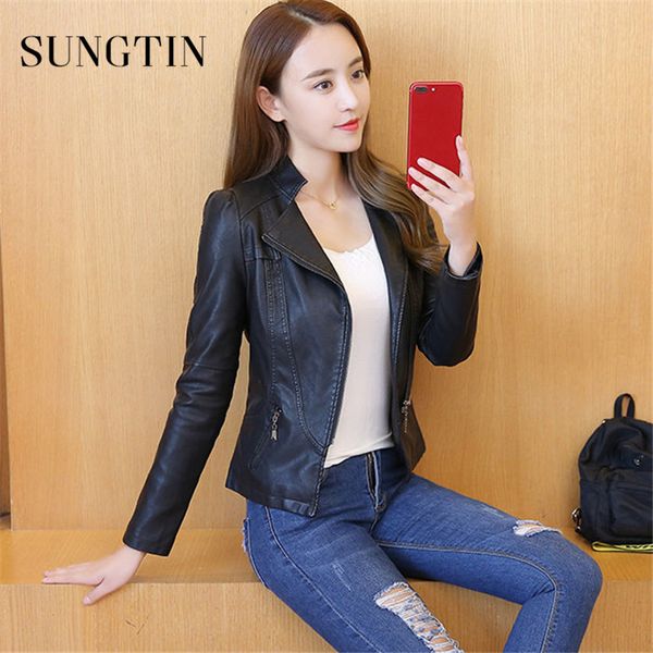 sungtin pu leather jacket women spring autumn basic coat ladies casual zipper motorcycle biker jacket female outerwear, Black
sungtin pu leather jacket women spring autumn basic coat ladies casual zipper motorcycle biker jacket female outerwear, Black