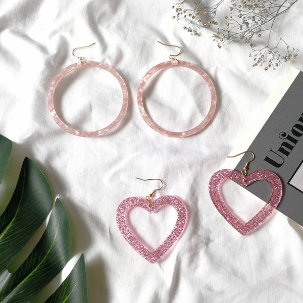 pink large geometric round glitter acetate acrylic drop earrings for women girl gift japan korea cute heart dangle earrings, Silver
pink large geometric round glitter acetate acrylic drop earrings for women girl gift japan korea cute heart dangle earrings, Silver