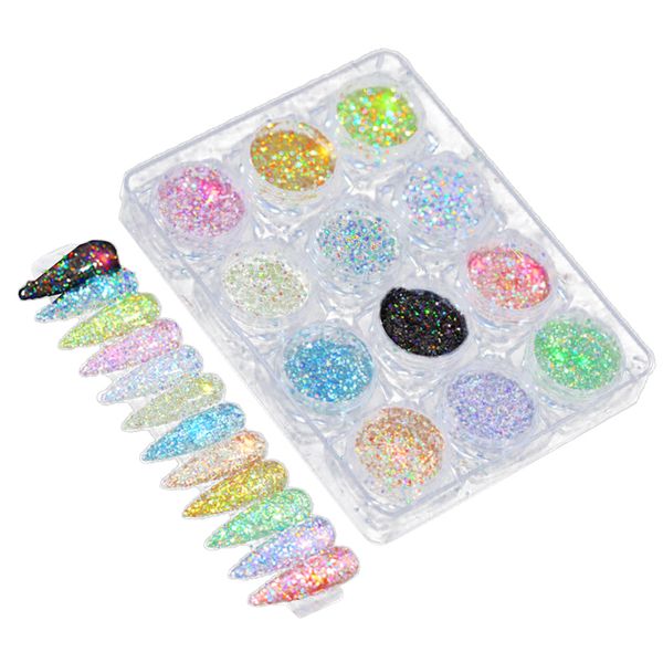 a pack 12 colors nail glitter flakes sequins for acrylic artificial gel nails, nail art design decorations
a pack 12 colors nail glitter flakes sequins for acrylic artificial gel nails, nail art design decorations