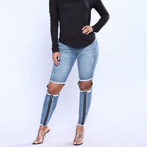 2019 ripped hole high street jeans women high waist skinny pencil blue denim pants knee zipper elastic stretch jeans women
2019 ripped hole high street jeans women high waist skinny pencil blue denim pants knee zipper elastic stretch jeans women