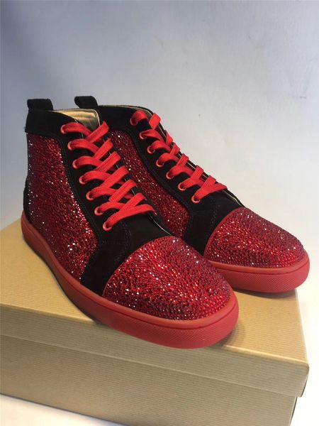 2019 fashion men women lady red black strass crystal high sneakers casual flat shoes lace up boots flat red sole bottom
2019 fashion men women lady red black strass crystal high sneakers casual flat shoes lace up boots flat red sole bottom