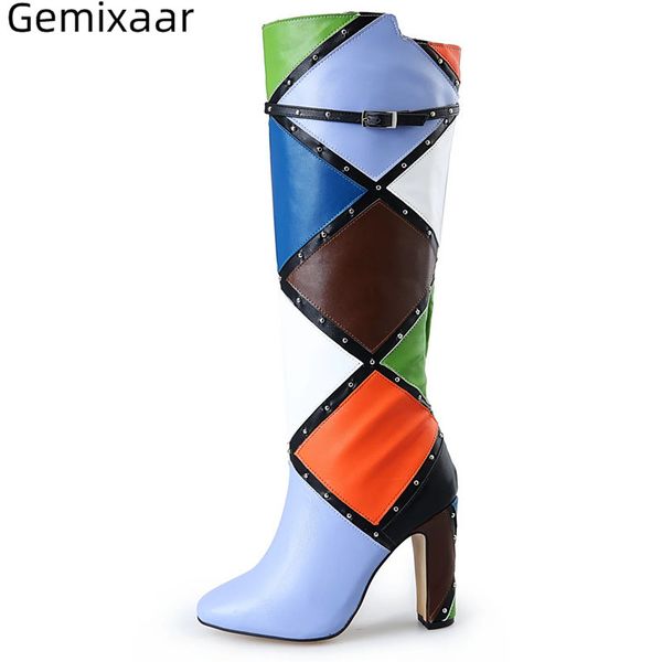 women boots colorful patchwork walking ladies bottes chunky square high heel fashion black decor rivet mid-calf boots woman 42
women boots colorful patchwork walking ladies bottes chunky square high heel fashion black decor rivet mid-calf boots woman 42