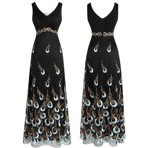 angel-fashions women's a line v neck peacock embroidery floral sequin belt evening dresses long party gown 469, Black
angel-fashions women's a line v neck peacock embroidery floral sequin belt evening dresses long party gown 469, Black
