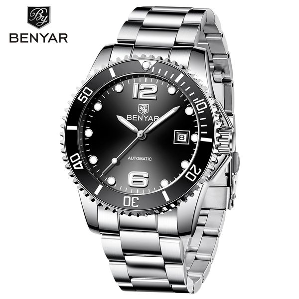 2019 benyar brand men mechanical watch automatic fashion luxury stainless steel male clock, Slivery;brown
2019 benyar brand men mechanical watch automatic fashion luxury stainless steel male clock, Slivery;brown