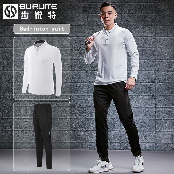 long sleeve badminton suit men's polo shirt autumn winter sportswear men's fitness suit, White;black
long sleeve badminton suit men's polo shirt autumn winter sportswear men's fitness suit, White;black