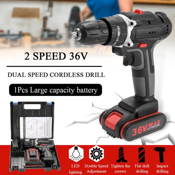 meterk 36v electric impact cordless drill electric screwdriver led lighting 1 li-ion battery rechargeable 2-speed diy power tool
meterk 36v electric impact cordless drill electric screwdriver led lighting 1 li-ion battery rechargeable 2-speed diy power tool