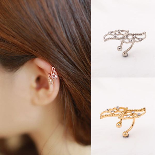 2019 fashion elegant vintage ear clip punk gothic crystal rhinestone wing ear cuff wrap stud clip earrings no piercing wd338, Silver
2019 fashion elegant vintage ear clip punk gothic crystal rhinestone wing ear cuff wrap stud clip earrings no piercing wd338, Silver
