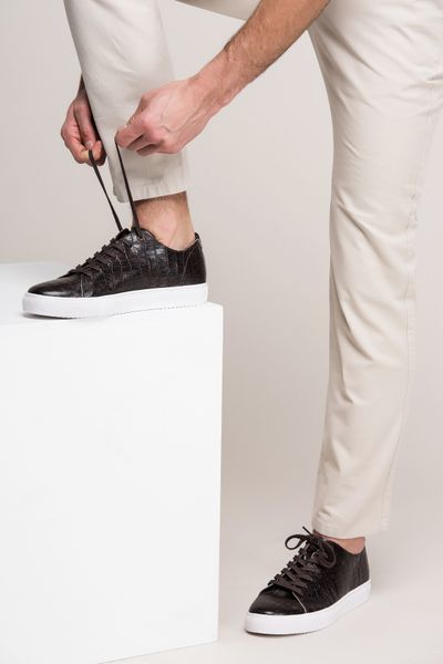 pearl genuine leather men sneaker 120130002158, Black