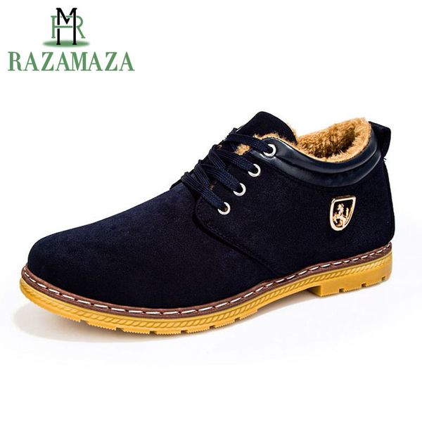razamaza men ankle boots winter warm boas lace up solid color flats shoes metal decoration plush male footwear size 39-44, Black
razamaza men ankle boots winter warm boas lace up solid color flats shoes metal decoration plush male footwear size 39-44, Black