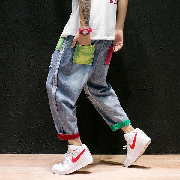 summer cotton jeans men thin section large size hole ankle length casual pants men loose straight hit color jeans, Blue
summer cotton jeans men thin section large size hole ankle length casual pants men loose straight hit color jeans, Blue