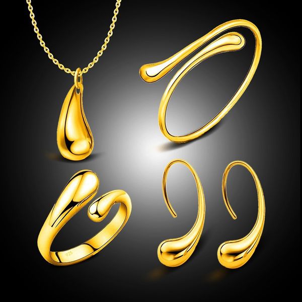 fashion wedding bridal jewelry set gold color water drop bangles+necklace+rings+earrings women party jewelry, Silver
fashion wedding bridal jewelry set gold color water drop bangles+necklace+rings+earrings women party jewelry, Silver