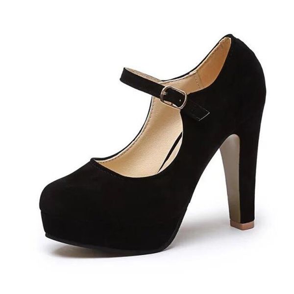 new pumps women 's shoes in summer the new high heels rounded suede comfortable work shoes 12cm, Black