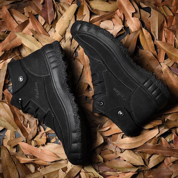 men boots winter warm genuine leather snow boots ankle shoes casual mens shoes ankle sneakers big size 45, Black
men boots winter warm genuine leather snow boots ankle shoes casual mens shoes ankle sneakers big size 45, Black
