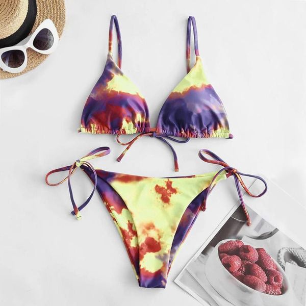 women's swimwear 2020 bathing suit tie-dye lace up high cut leg print bikini set two piece swimsuit high cut sling bikini, White;black
women's swimwear 2020 bathing suit tie-dye lace up high cut leg print bikini set two piece swimsuit high cut sling bikini, White;black