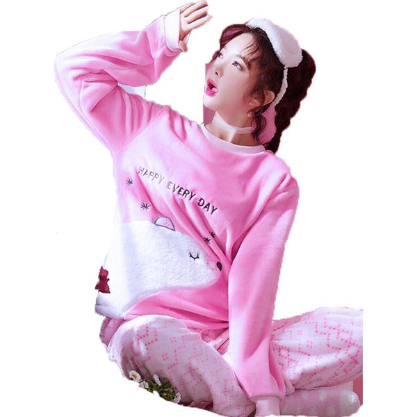winter women pajamas lovely flannel cartoon pajamas set long sleeved homewear coral fleece warm sleepwear long pant 2 piece set, Blue;gray
winter women pajamas lovely flannel cartoon pajamas set long sleeved homewear coral fleece warm sleepwear long pant 2 piece set, Blue;gray