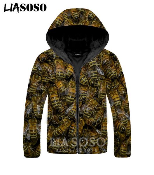 liasoso bee jackets winter new men women 3d print animal plus velvet thickening zipper warm casual hip hop down filled coat a321, Black
liasoso bee jackets winter new men women 3d print animal plus velvet thickening zipper warm casual hip hop down filled coat a321, Black