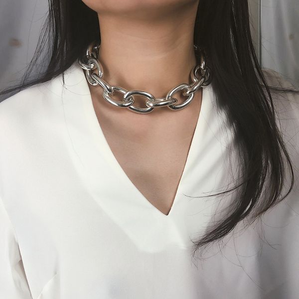 2019 new silver color gold color simple design heavy metal punk thick chain choker necklace women jewelry, Golden;silver
2019 new silver color gold color simple design heavy metal punk thick chain choker necklace women jewelry, Golden;silver