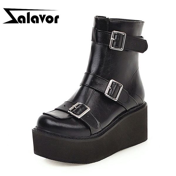 zalavor plus size 33-46 women ankle boots gothic metal buckle chunky heels shoes women winter warm fashion platform boots, Black
zalavor plus size 33-46 women ankle boots gothic metal buckle chunky heels shoes women winter warm fashion platform boots, Black