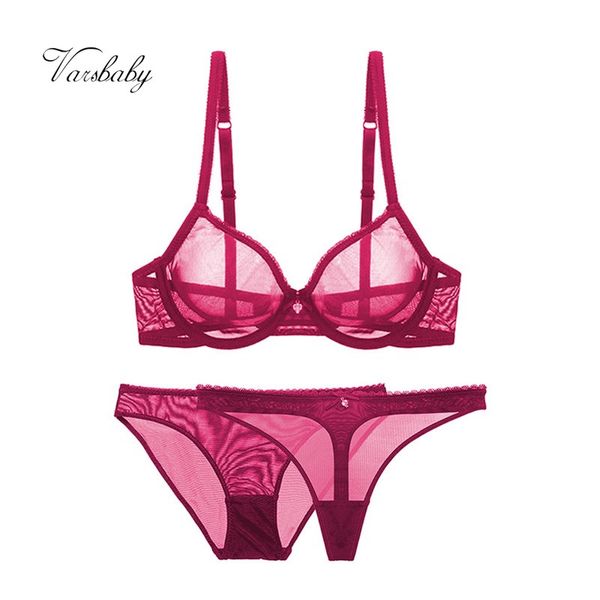 varsbaby mesh lace underwear transparent unlined 1 bra+2 panties bra set plus size 32-42cde, Red;black
varsbaby mesh lace underwear transparent unlined 1 bra+2 panties bra set plus size 32-42cde, Red;black