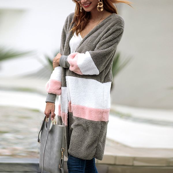 women's fashion jackets 2019 autumn causal long sleeve winter warm cardigan outerwear plush female striped coats streetwear, Black;brown
women's fashion jackets 2019 autumn causal long sleeve winter warm cardigan outerwear plush female striped coats streetwear, Black;brown