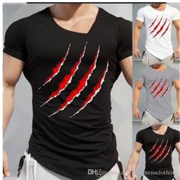 mens tshirts fashion slim irregular hem fitness training mens tees summer claws print, White;black
mens tshirts fashion slim irregular hem fitness training mens tees summer claws print, White;black