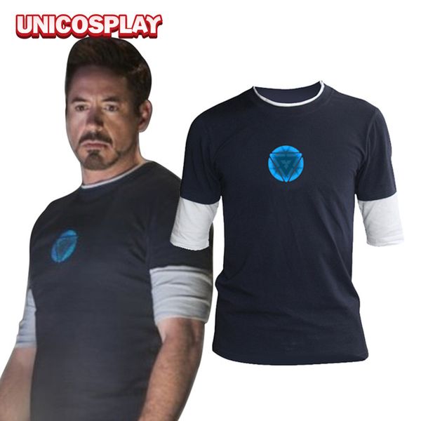 iron man 3 navy blue t-shirt night luminous mid sleeve t shirt basic tee blue logo, White;black
iron man 3 navy blue t-shirt night luminous mid sleeve t shirt basic tee blue logo, White;black