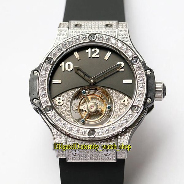 new version 44mm 345 real tourbillon mechanical black dial mens watch sapphire diamonds iced out case rubber strap sport watches 0918, Slivery;brown
new version 44mm 345 real tourbillon mechanical black dial mens watch sapphire diamonds iced out case rubber strap sport watches 0918, Slivery;brown