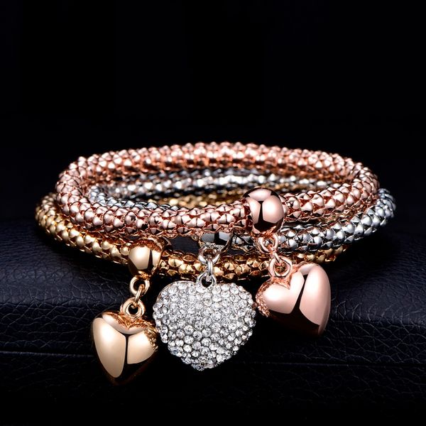 3pcs crystal heart charm bracelets rose gold silver colors popcorn chain rhinestone pendant bracelet for women 2019 dropshipping, Black
3pcs crystal heart charm bracelets rose gold silver colors popcorn chain rhinestone pendant bracelet for women 2019 dropshipping, Black