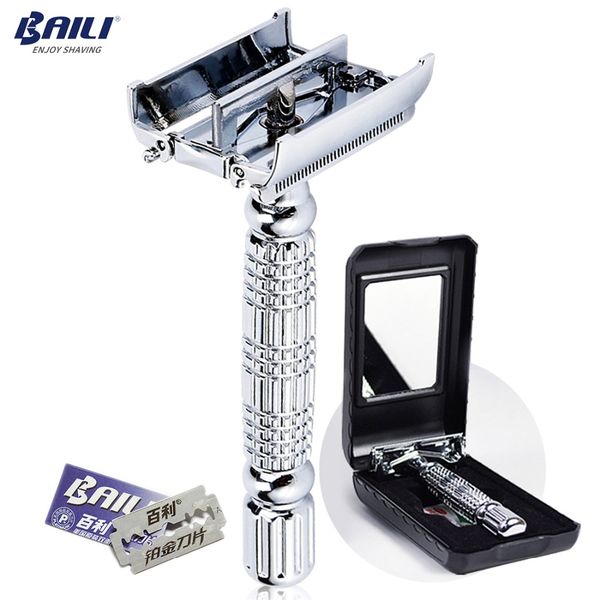 fashion stainless manual safety blade razor double edge shaver beard shaving for men with mirror case +6 blades bd179
fashion stainless manual safety blade razor double edge shaver beard shaving for men with mirror case +6 blades bd179