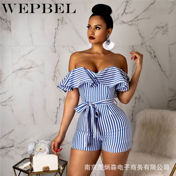 wepbel women playsuit striped ruffles casual summer off shouler sleeveless short fashion new sashes lady playsuits, Black;white
wepbel women playsuit striped ruffles casual summer off shouler sleeveless short fashion new sashes lady playsuits, Black;white