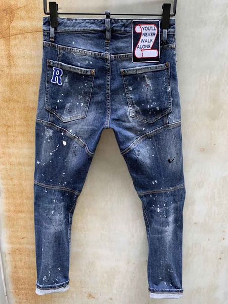 19 high end new d2 designer boutique mens jeans mens european american luxury jeans letter stickers broken straight pants, Blue
19 high end new d2 designer boutique mens jeans mens european american luxury jeans letter stickers broken straight pants, Blue