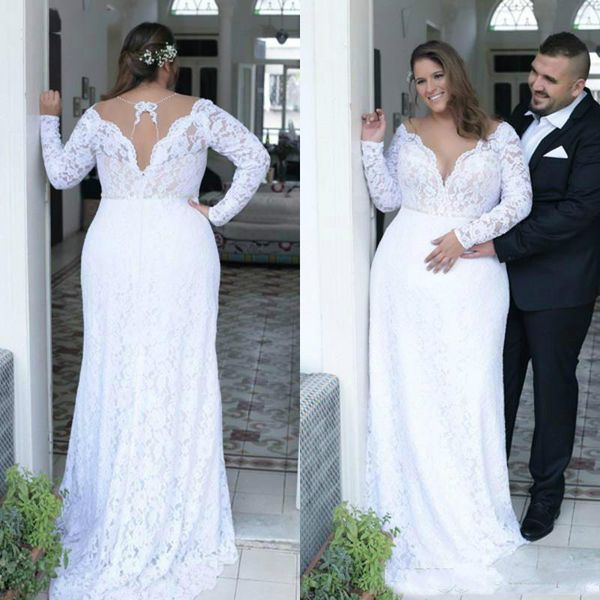 2019 plus size a line wedding dresses deep v neck vintage long sleeves formal wedding bridal gowns with backless, White
2019 plus size a line wedding dresses deep v neck vintage long sleeves formal wedding bridal gowns with backless, White