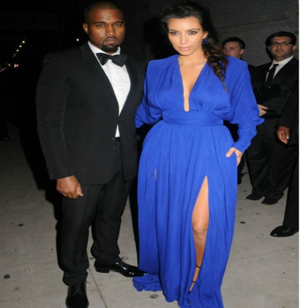 kim kardashian royal blue celebrity dress plus size long sleeves deep plugging formal red carpet dress front slits evening, Black
kim kardashian royal blue celebrity dress plus size long sleeves deep plugging formal red carpet dress front slits evening, Black