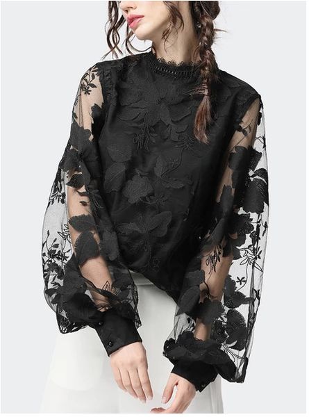2020 new style women's lace puff sleeve transparent crew neck solid color blouses female casual shirts, White
2020 new style women's lace puff sleeve transparent crew neck solid color blouses female casual shirts, White