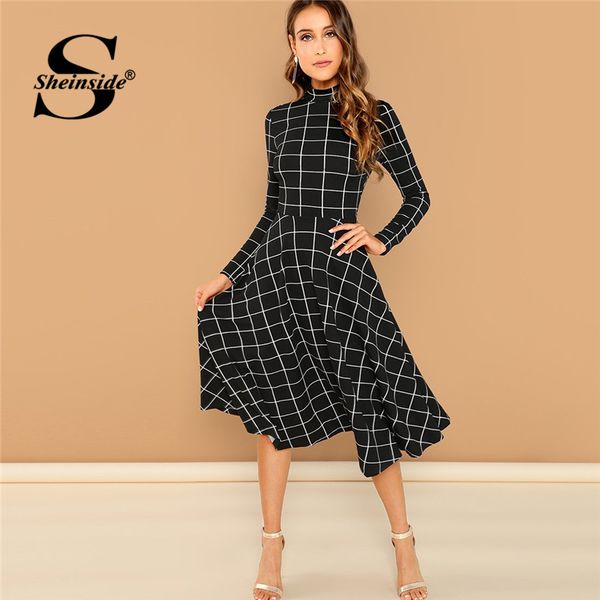 sheinside office ladies high neck plaid print dress women elegant long sleeve a line dresses autumn black midi dress, Black;pink
sheinside office ladies high neck plaid print dress women elegant long sleeve a line dresses autumn black midi dress, Black;pink