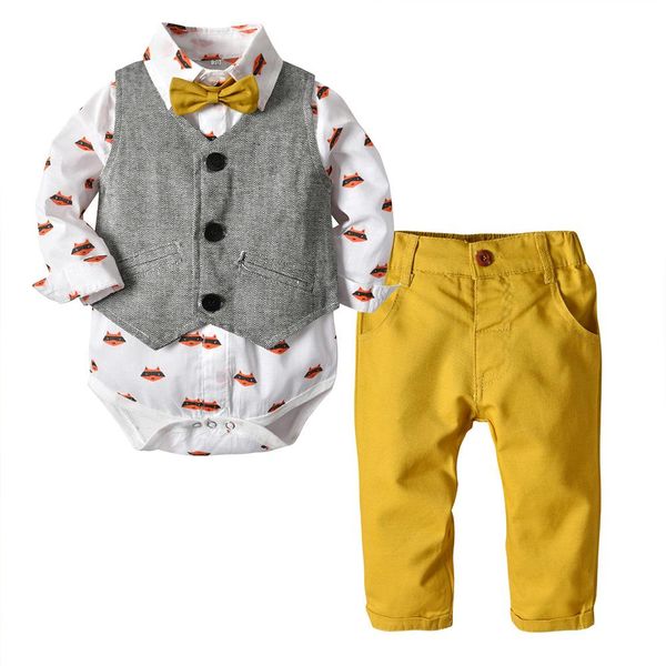 children's clothing spring and autumn boys fashion vest + long-sleeved shirt jumpsuit + trousers baby birthday gentleman clothes 3 sets, White
children's clothing spring and autumn boys fashion vest + long-sleeved shirt jumpsuit + trousers baby birthday gentleman clothes 3 sets, White