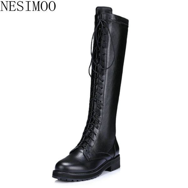 nesimoo 2019 fashion women knee high boots genuine leather square med heel pointed toe solid all match ladies shoes size 34-39, Black
nesimoo 2019 fashion women knee high boots genuine leather square med heel pointed toe solid all match ladies shoes size 34-39, Black