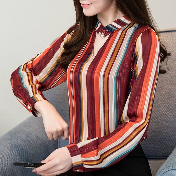 fashion women blouses striped chiffon blouse shirt v collar office blouse womens and long sleeve women shirts a911, White
fashion women blouses striped chiffon blouse shirt v collar office blouse womens and long sleeve women shirts a911, White