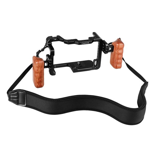 camvate panasonic gh5 cage rig with dual wooden handgrip & shoulder strap item code: c2186
camvate panasonic gh5 cage rig with dual wooden handgrip & shoulder strap item code: c2186
