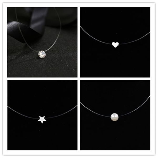 onevan women transparent fishing line necklace invisible chain necklaces pendants rhinestone choker gift necklaces, Silver
onevan women transparent fishing line necklace invisible chain necklaces pendants rhinestone choker gift necklaces, Silver